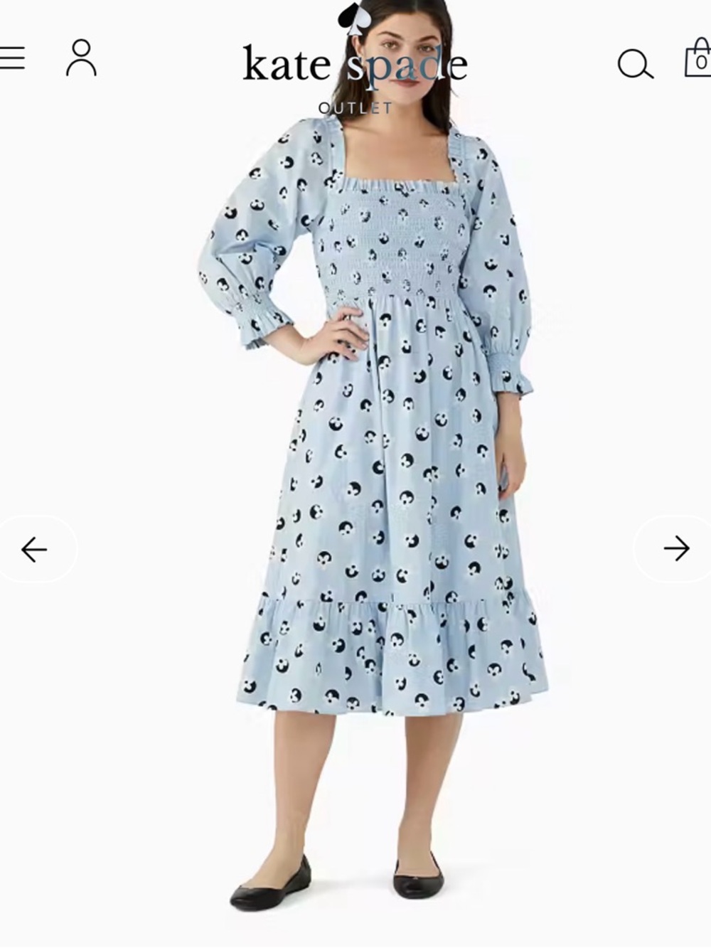 kate Spade Floral Dot Smocked Midi Dress